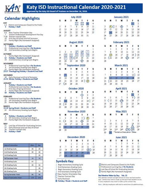 Faculty and Staff Calendar