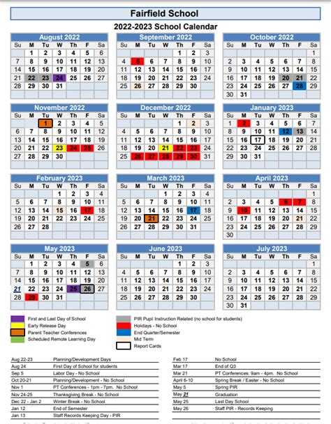 Fairfield Public Schools Calendar Planning