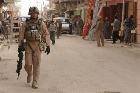 US Marines on patrol in Fallujah