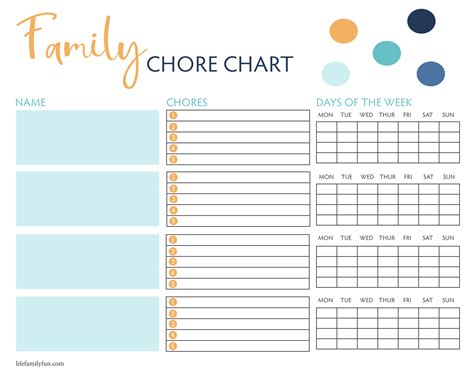 Family Chore Chart Example