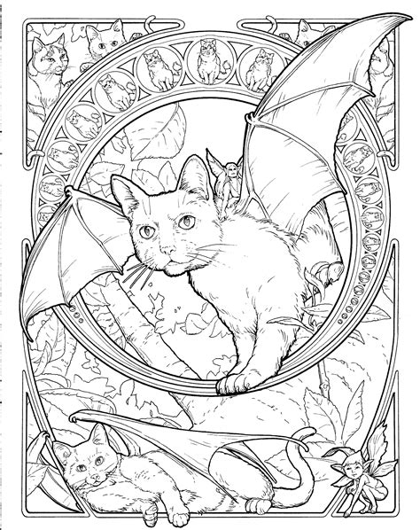 Fantasy Cat Coloring Page