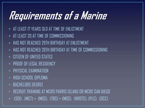 Fast Marines requirements