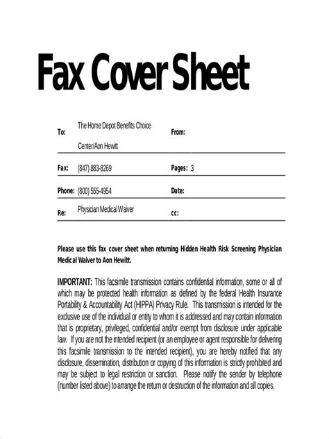 Fax Cover Sheet Examples