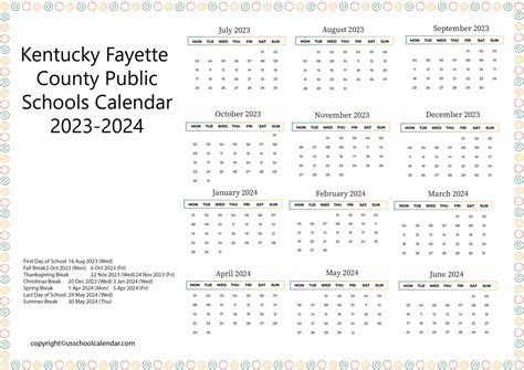 Fayette County Schools Calendar Template