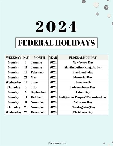 Federal Holidays in 2026