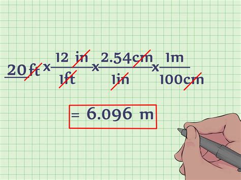 Feet to meters calculation example step-by-step