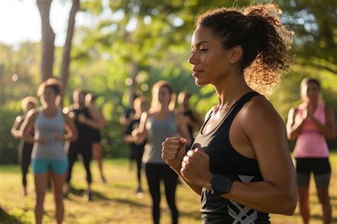 Female instructor leading a workout bootcamp