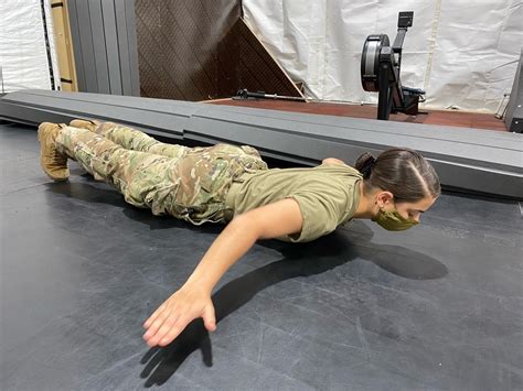 Female soldier doing push-ups