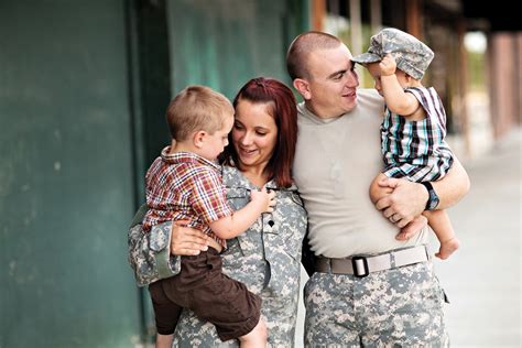 Female soldiers with their families