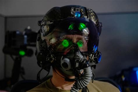 Night Vision Goggles in Fighter Jet Pilot Helmet