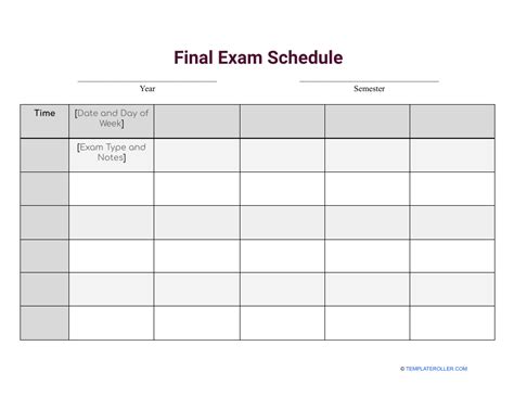 Final Exam Schedule