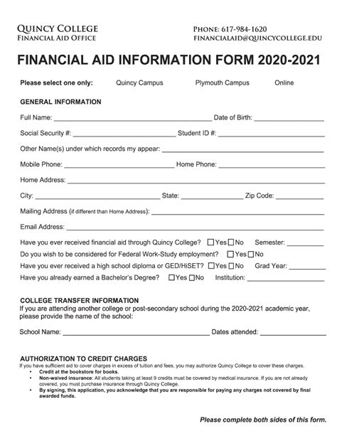 Common Forms Used in the Financial Aid Process