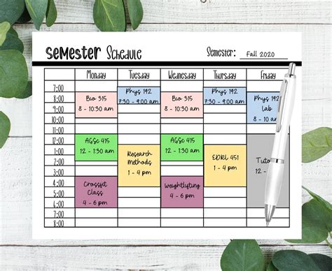 First Semester Schedule