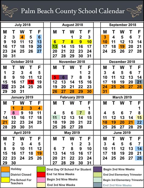 Five Palm Beach School Calendars