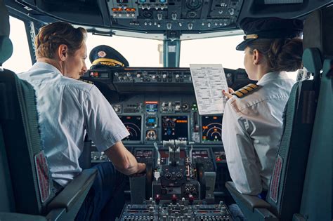 Flight crew preparing for flight