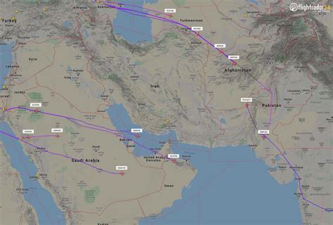 Flight Route from Israel to Iran