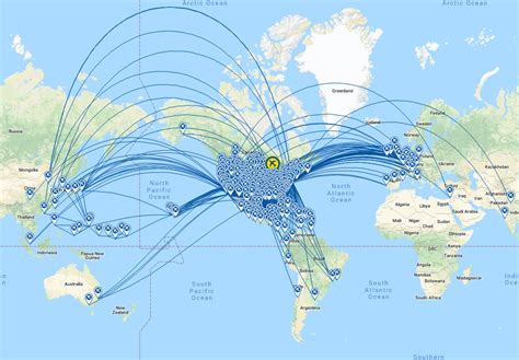 Flight routes America map