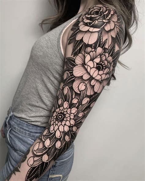 Floral Arm Sleeve Tattoos