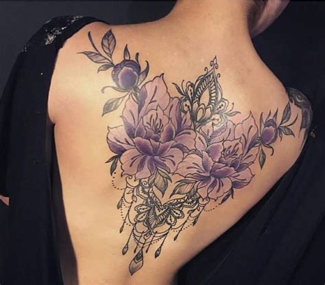 Floral back tattoos for women