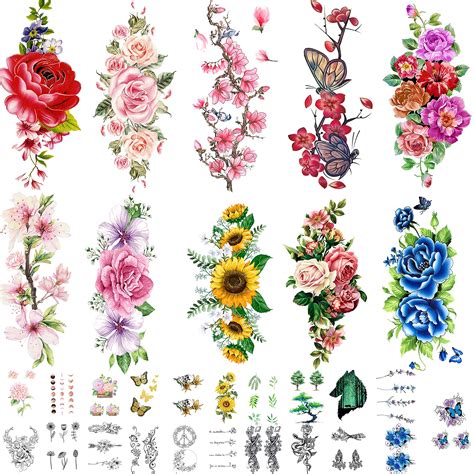 Floral Motifs Temporary Face Tattoos