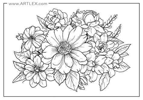 Flower coloring pictures for stress relief and relaxation