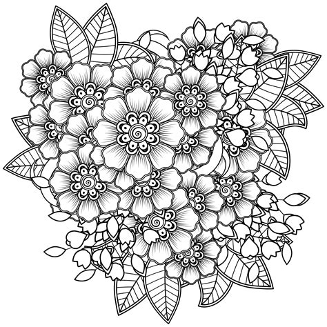 Flower Colouring Pages for Art Therapy