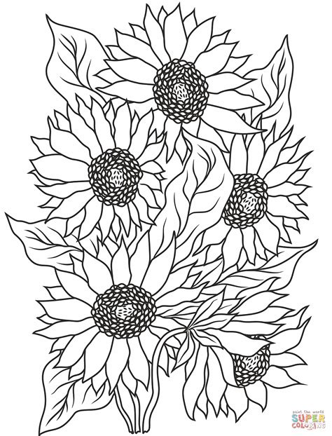 Sunflowers coloring page