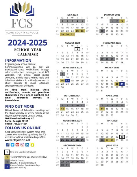 Floyd County Schools Calendar Overview