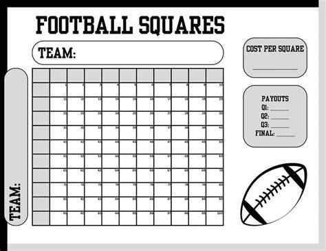 Football Squares Printable PDF