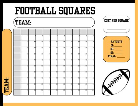 Football Squares Printable Template