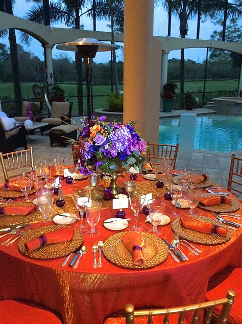 Formal centerpiece with navy blue tablecloth