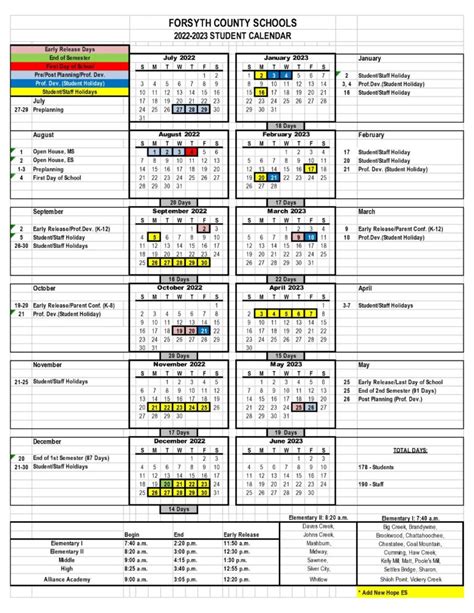 Forsyth County Schools Calendar Image 2