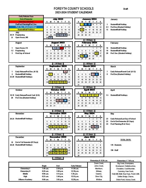 Forsyth County Schools Calendar Planning and Development