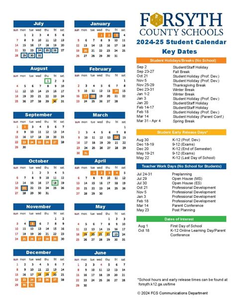 Forsyth School Calendar