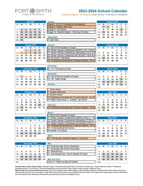 Fort Smith Public Schools Calendar