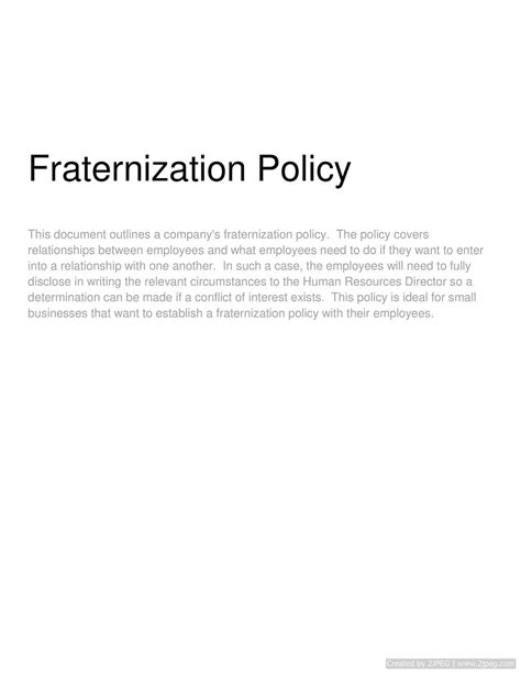 Fraternization Policy Requirements