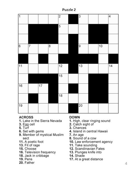 Access to free crossword puzzles