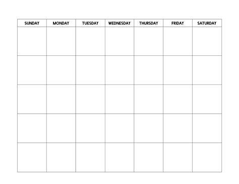 Free printable blank calendar template