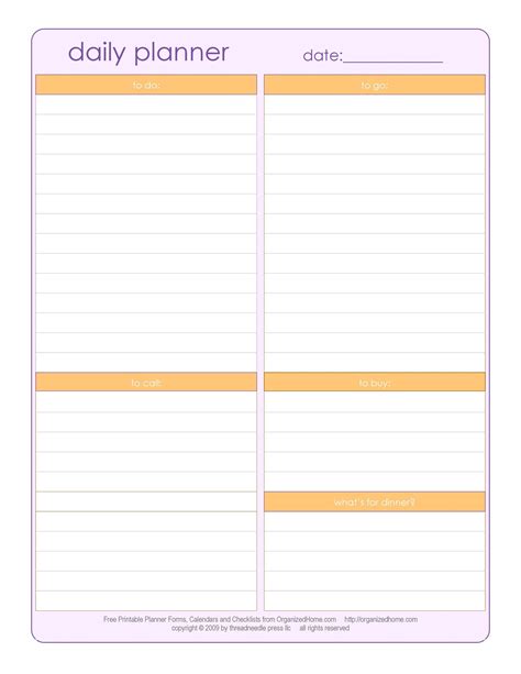 Free Printable Daily Planner