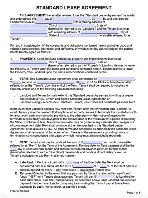 Free Printable Rental Agreement Templates