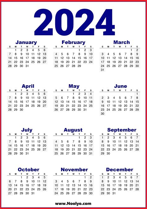 Free Printed Calendars 2024