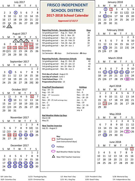 Frisco ISD Calendar Organization