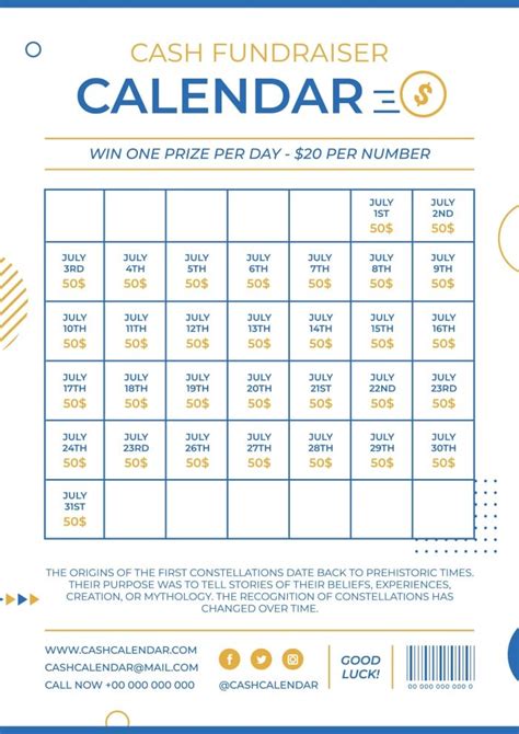 Fundraising Calendar Templates