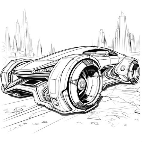 Futuristic car coloring page