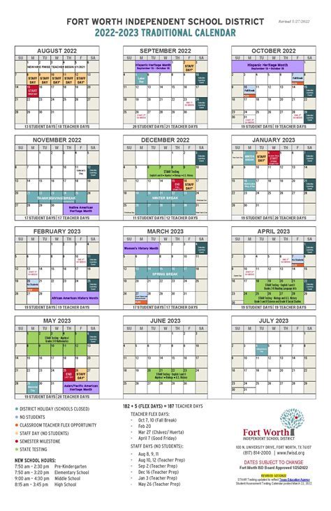 FWISD Calendar Overview