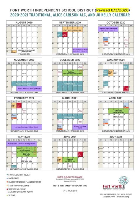 FWISD Calendar Tips