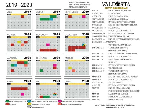 GCSU Calendar Overview