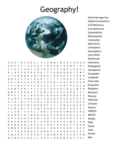 Geography Word Searches for Kids