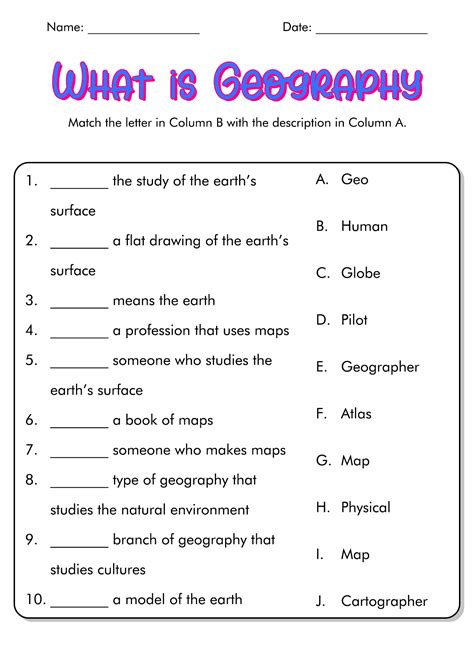 Geography Worksheets