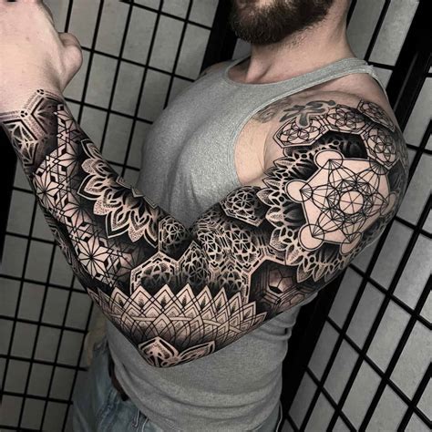 Geometric Arm Sleeve Tattoos